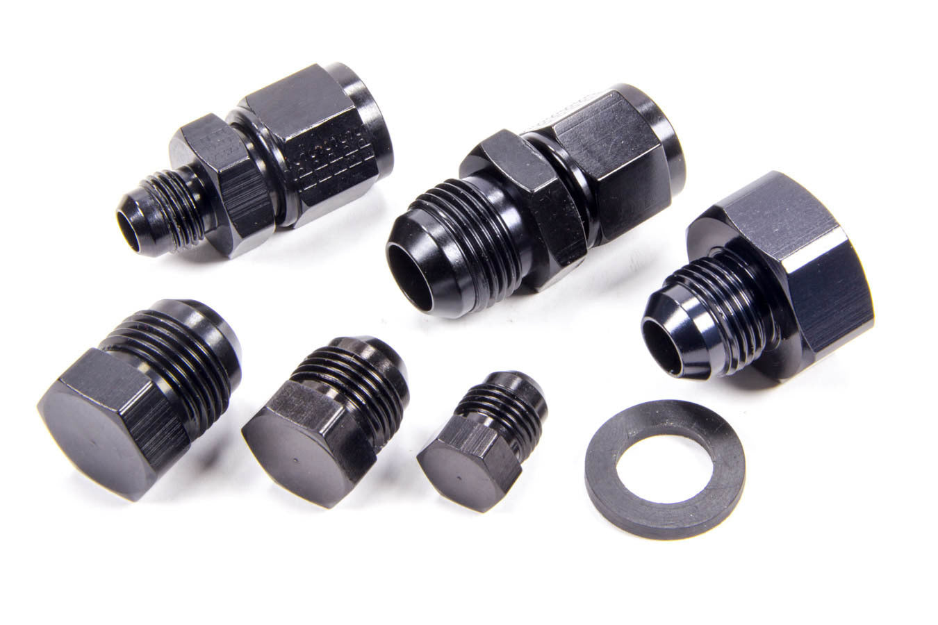 Fitting - Adapter - Straight - 6 through 10 AN Male to 1-1/16 in Female Pipe Thread - Aluminum - Black Anodized - Kit