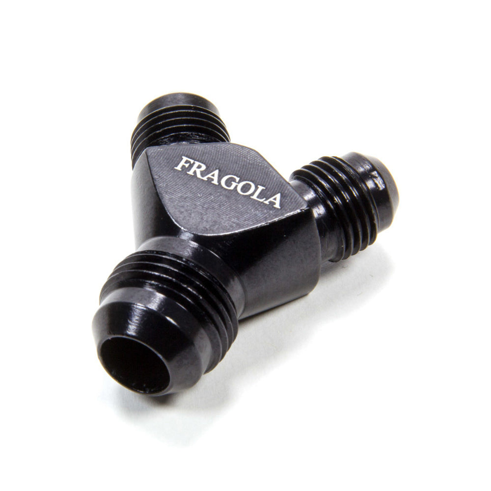 Fitting - Y Block - 10 AN Male Inlet - Dual 10 AN Male Outlets - Aluminum - Black Anodized - Each