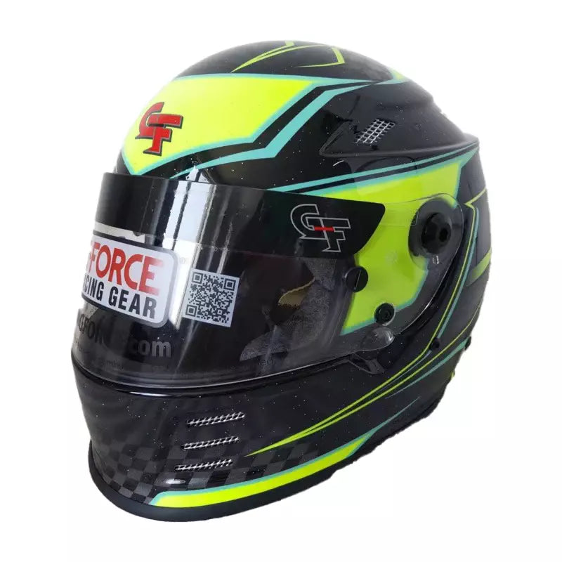 Helmet - Revo Graphics - Full Face - Snell SA2020 - Head and Neck Support Ready - Black / Yellow - Large - Each