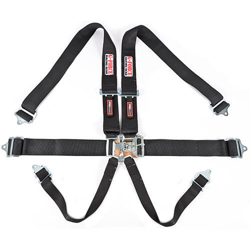 Harness - 6 Point - Latch and Link - SFI 16.1 - Pull Down Adjust - Bolt-On / Wrap Around - Individual Harness - Black - Kit