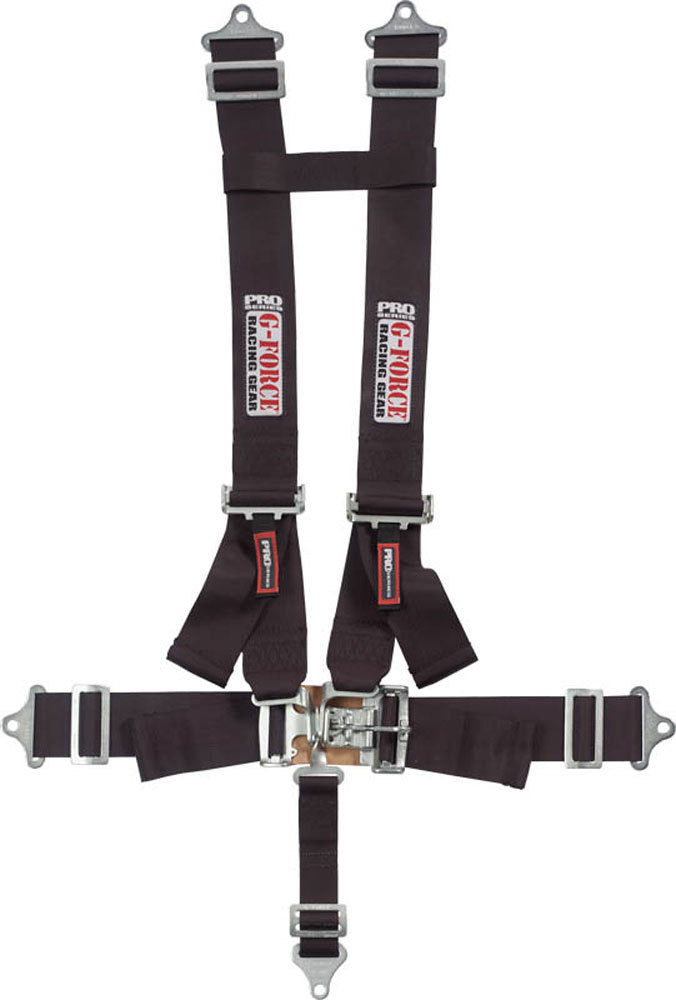 Harness - 5 Point - Latch and Link - SFI 16.1 - Pull Down Adjust - Bolt-On / Wrap Around - H-Type Harness - Black - Kit