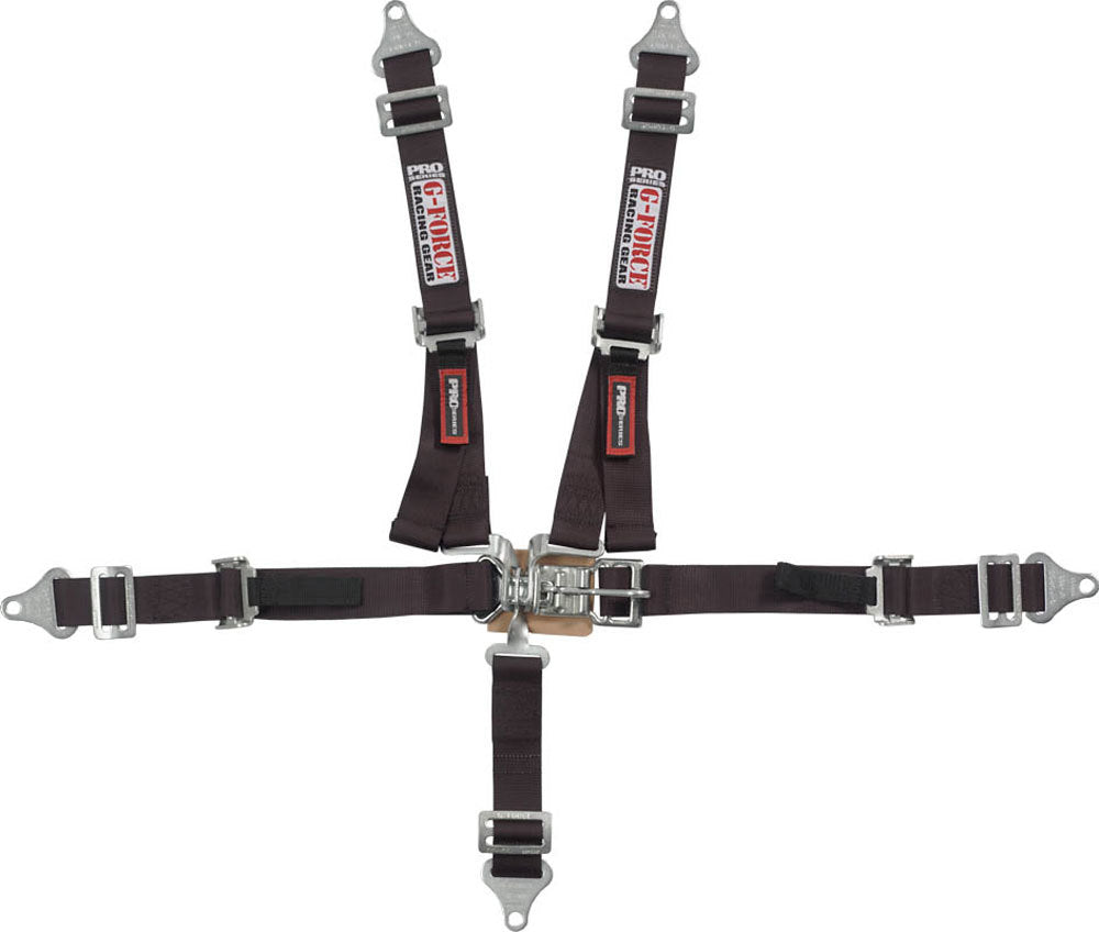 Harness - Junior Racer - 5 Point - Latch and Link - SFI 16.1 - Pull Up Adjust - Bolt-On / Wrap Around - Individual Harness - Black - Kit