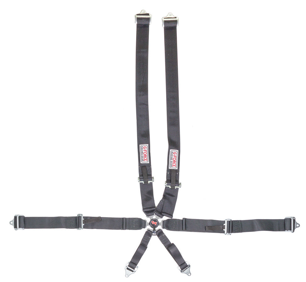 Harness - 6 Point - Camlock - SFI 16.1 - Pull Up Adjust - Bolt-On / Wrap Around - Individual Harness - Black - Kit
