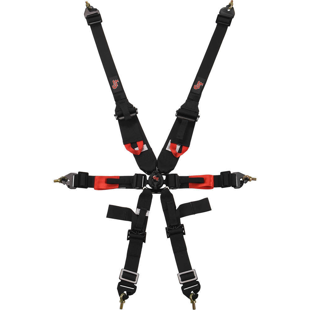 Harness - 6 Point - Camlock - FIA Approved - Pull Down Adjust - Clip-In / Wrap Around - Individual Harness - Black - Kit