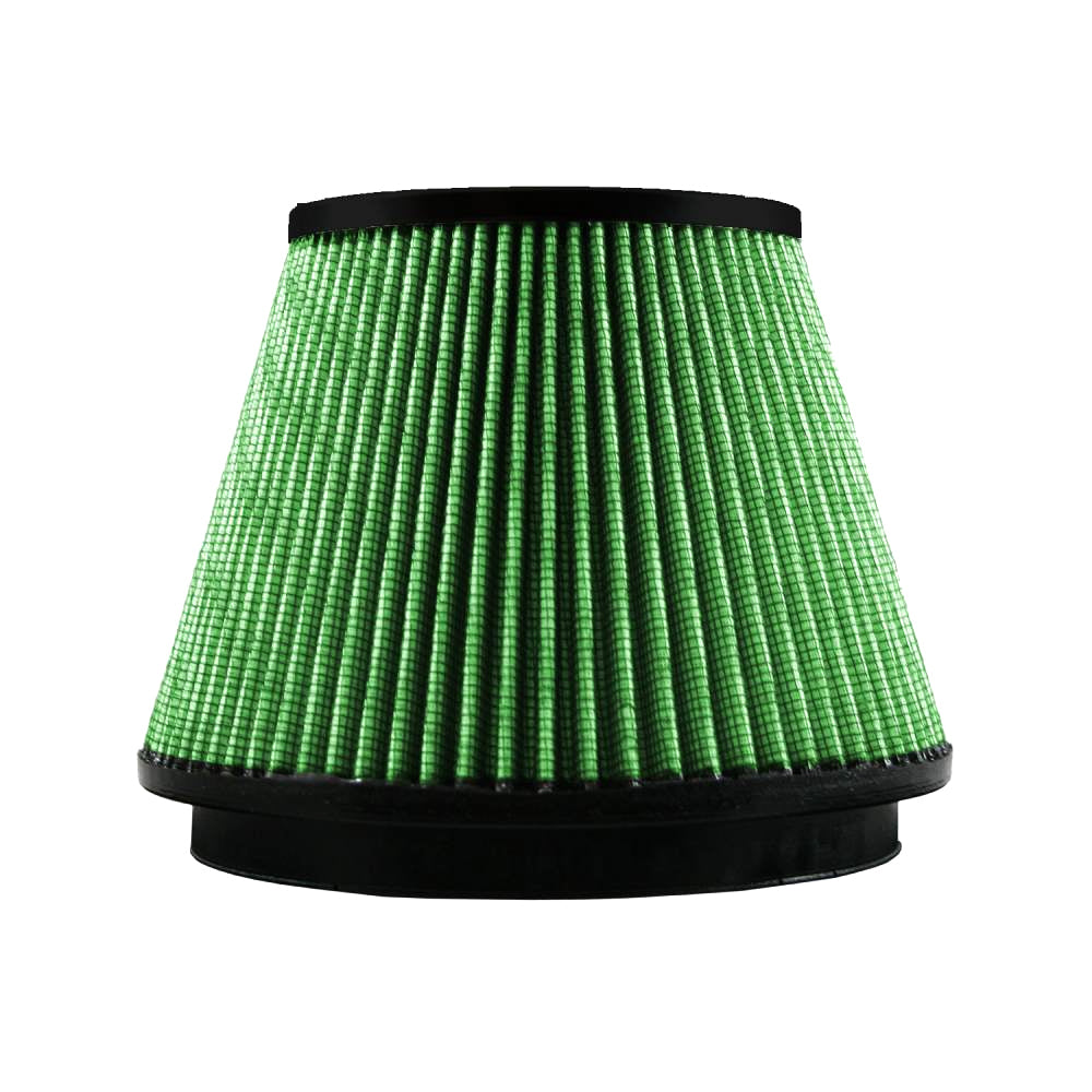 Air Filter Element - Clamp-On - Conical - 7.5 in Diameter Base - 4.75 in Diameter Top - 5.5 in Tall - 6 in Flange - Reusable Cotton - Green - Universal - Each