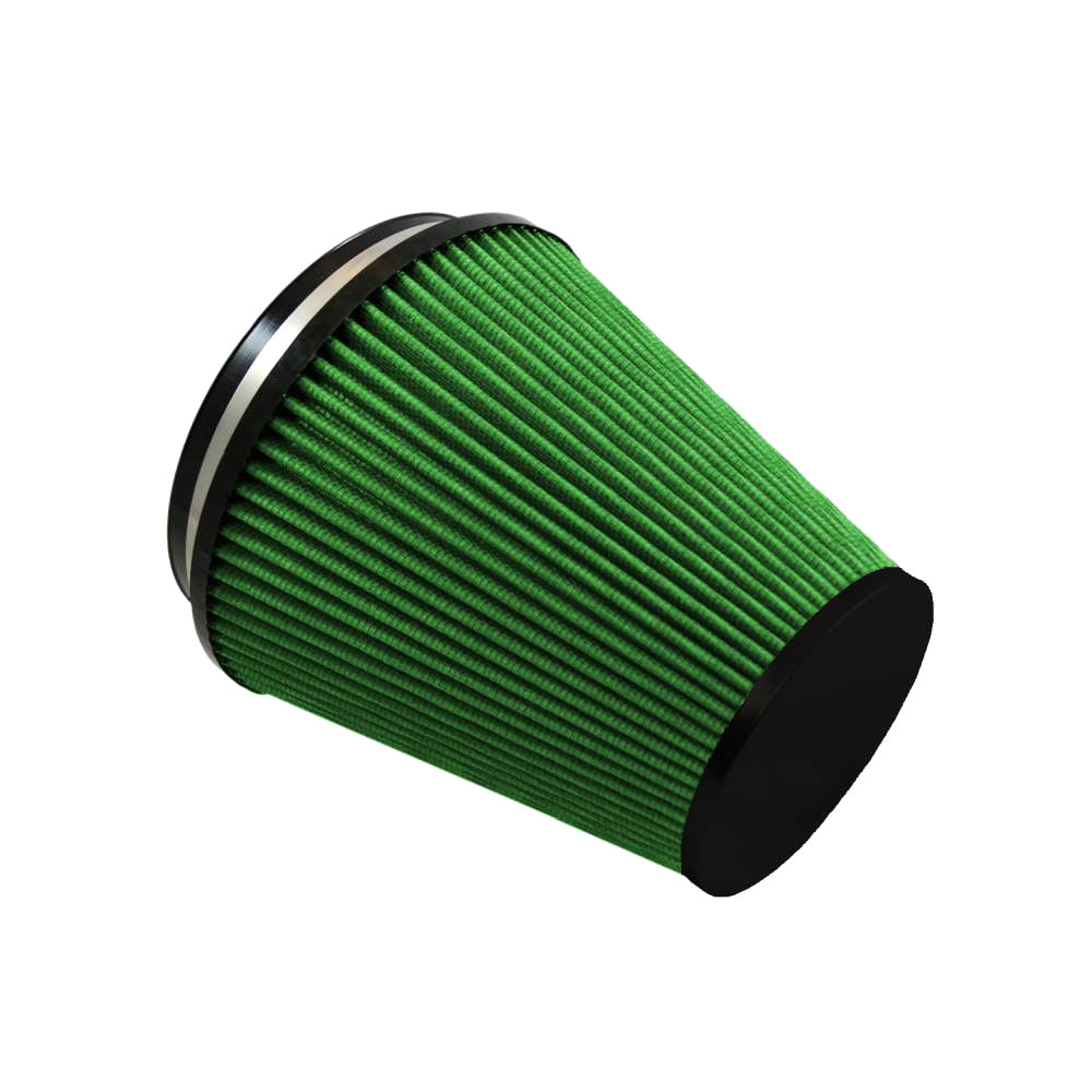 Air Filter Element - Clamp-On - Conical - 7.5 in Diameter Base - 4.75 in Diameter Top - 8 in Tall - 6 in Flange - Reusable Cotton - Green - Universal - Each