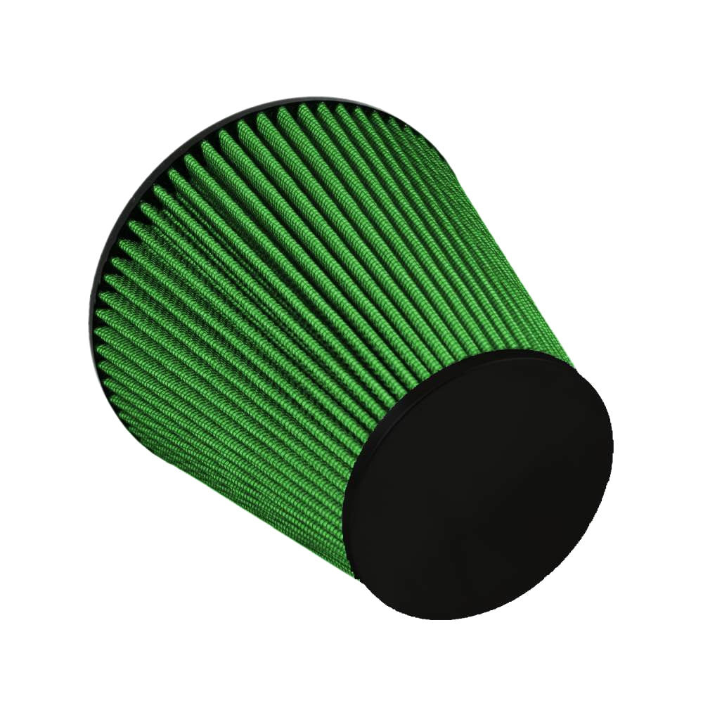Air Filter Element - Clamp-On - Conical - 7.88 in Diameter Base - 4.75 in Diameter Top - 7.8 in Tall - 4 in Flange - Reusable Cotton - Green - Universal - Each