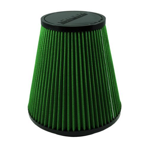 Air Filter Element - Clamp-On - Conical - 7.75 in Diameter Base - 4.75 in Diameter Top - 7.75 in Tall - 5.5 in Flange - Reusable Cotton - Green - Universal - Each