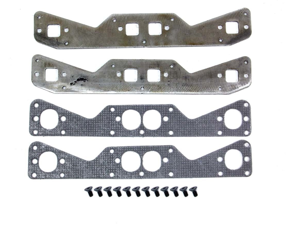 Header Flange - Inner Sub-Flange - 0.375 in Thick - 1 in Square Port - Steel - Small Block Chevy - Pair