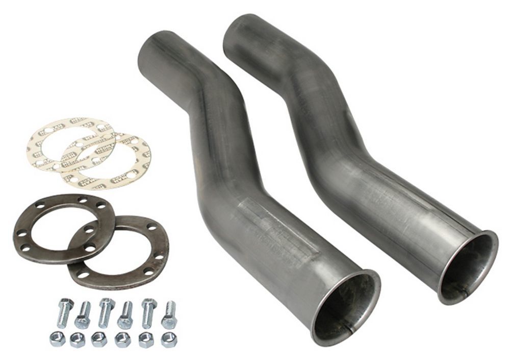 Collector Reducer Extension - X-Tension - Mandrel S-Bend - 3 in Uni-Fit Inlet to 2-1/2 in Outlet - Gaskets / Hardware - Steel - Natural - Pair