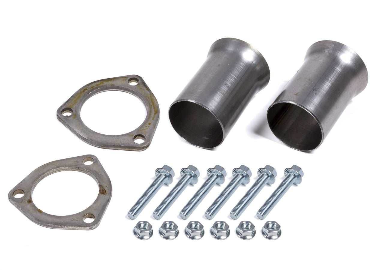 Collector Reducer - 2-1/2 in Inlet to 2-1/2 in Outlet - 3-Bolt Ball and Socket Flange - Steel - Natural - Pair