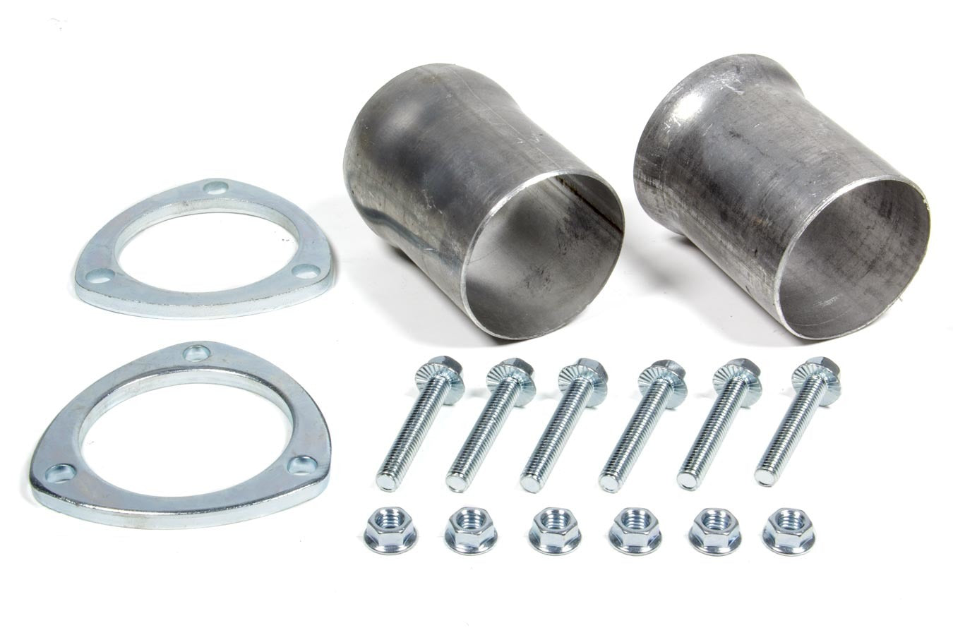 Collector Reducer - 3 in Inlet to 3 in OD Outlet - 3-Bolt Ball and Socket Flange - Hardware Included - Steel - Aluminized - Pair