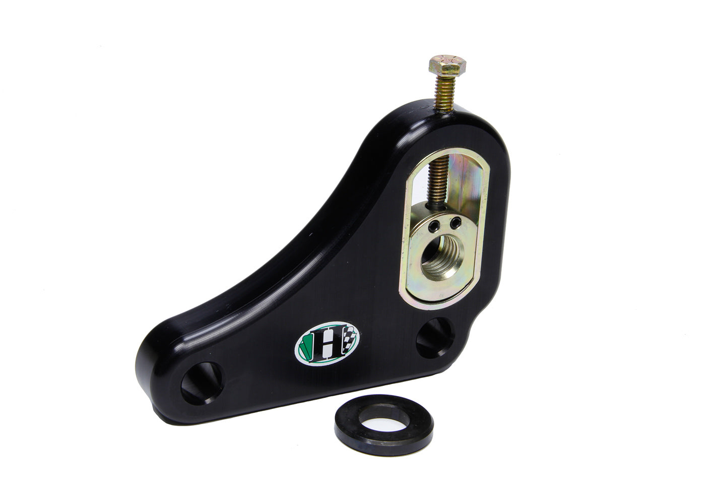 Trailing Arm Bracket - Driver Side - Frame Mount - Low Profile - Bolt-On - Adjustable - Aluminum - Black Anodized - Each