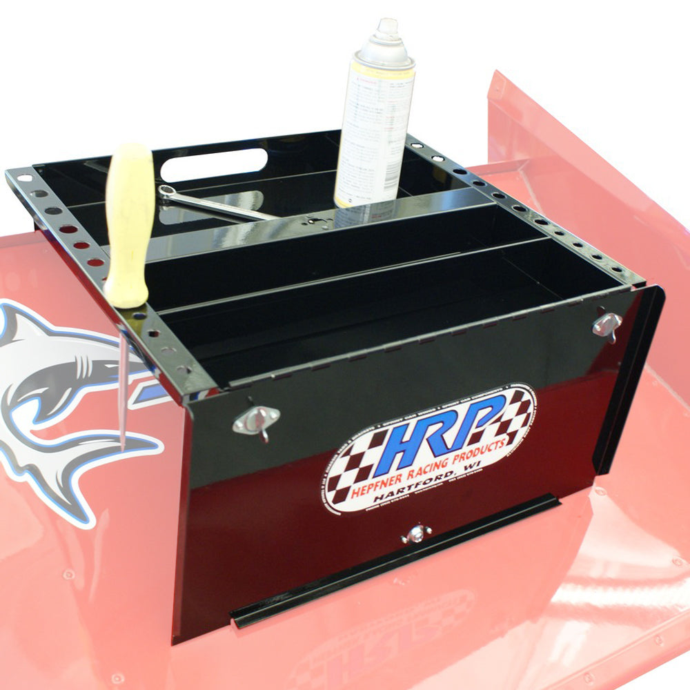 Tool Tray - Sprint Car Nose Wing - Aluminum - HRP Logo - Black Powder Coat - Each