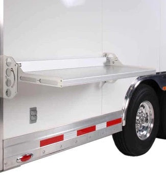 Trailer Table - Fold Down - Wall Mount - 49-1/4 x 20-1/8 in - Aluminum - Black Anodized - Each