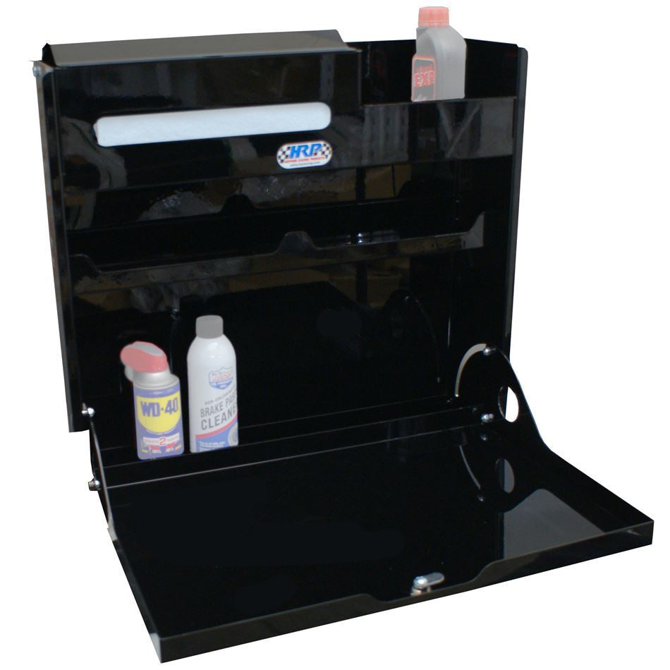 Trailer Cabinet - Wall Mount - 23 in Square - Integral Utility Shelf - Aluminum - Black Powder Coat - Each