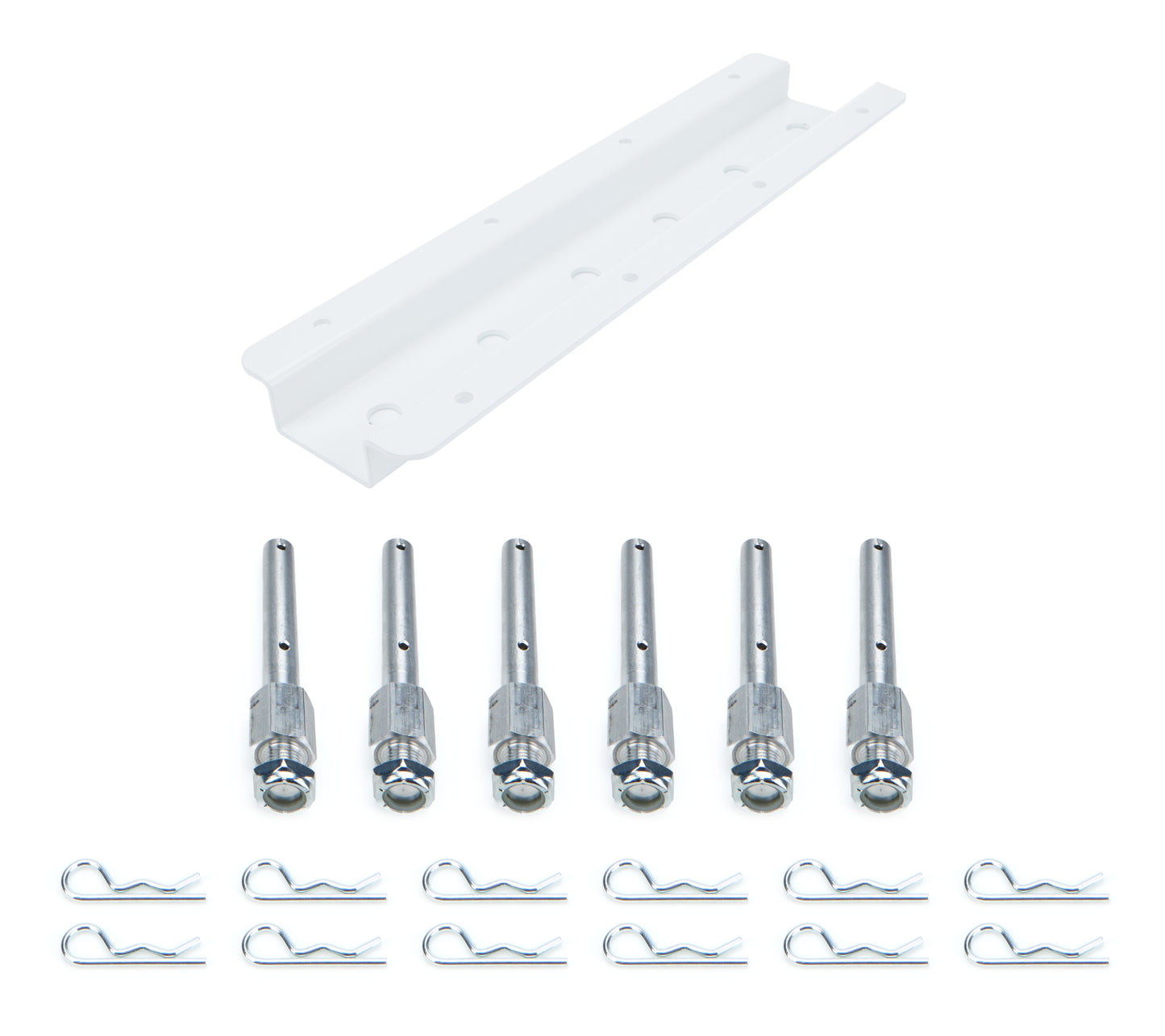 Shock Rack - Double Row - Wall Mount - 15 in Long - 12 Shock Capacity - Aluminum - White Powder Coat - Each