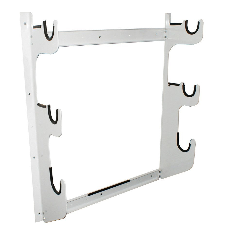 Axle Rack - Wall Mount - 2 Front Axles and 1 Rear Axle Capacity - Aluminum - White Powder Coat - Each