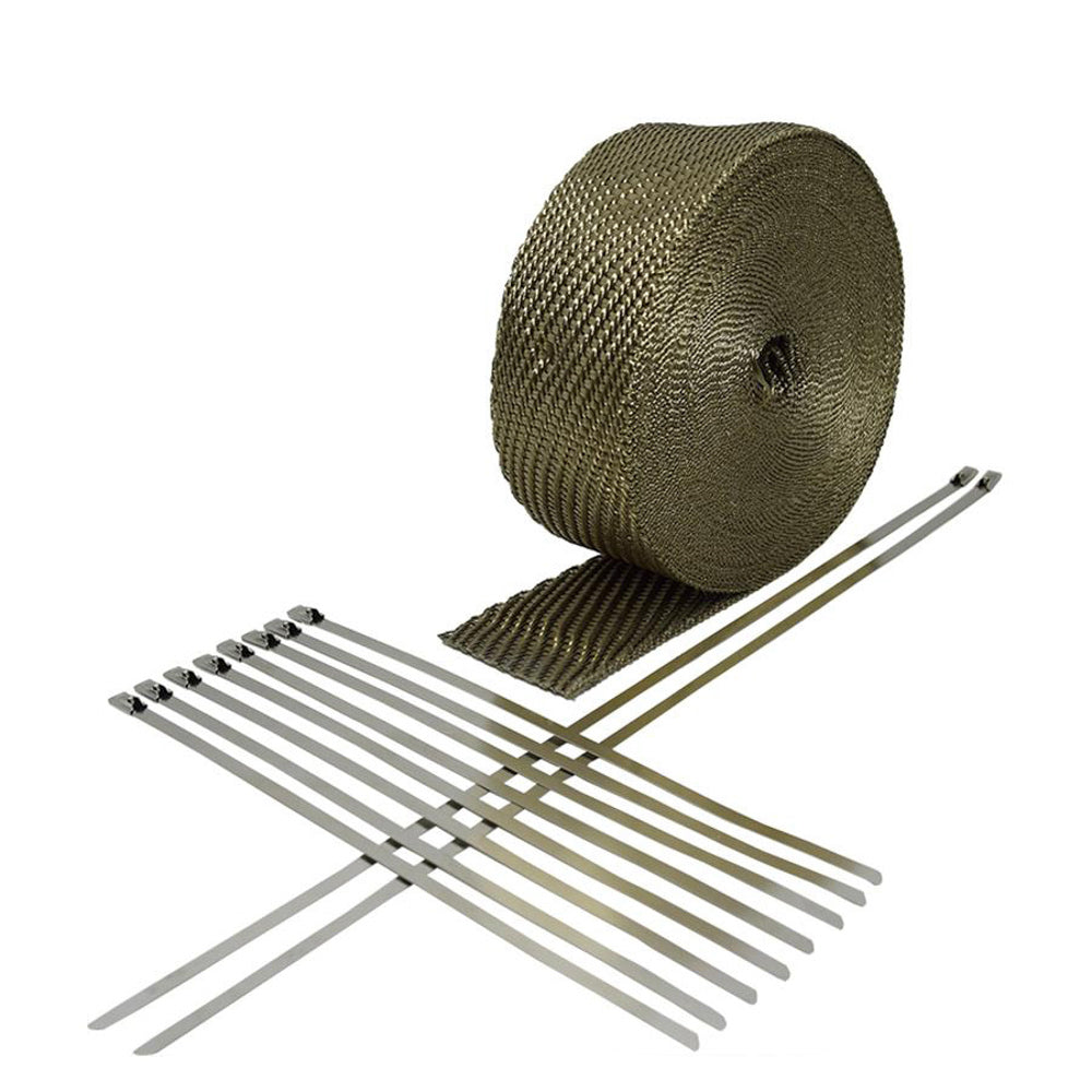 Engine & Accessories Wrap Kit - Lava Heatshield - 2 in Wide - 50 ft Roll - 1200 Degrees - Basalt - Stainless Locking Ties - Kit