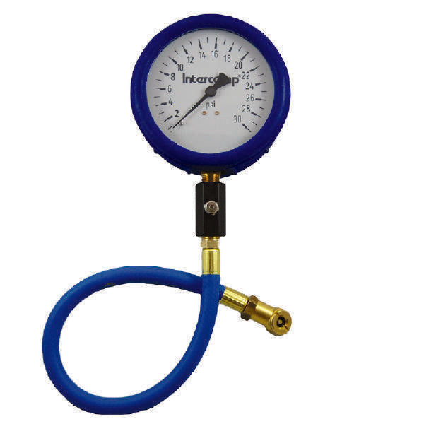 Tire Pressure Gauge - Ultra Deluxe - Glow in the Dark - 0-30 psi - Analog - 4 in Diameter - White Face - 1 lb Increments - Each