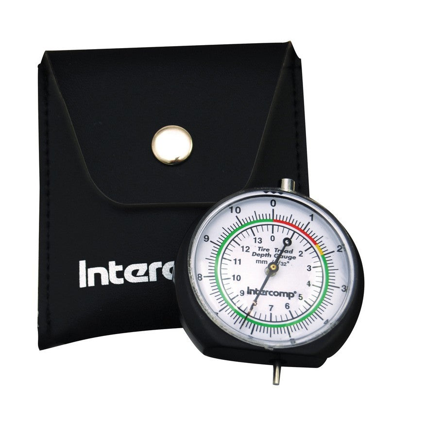 Tread Depth Gauge - 0 to 1/2 in Tread Depth - Mechanical - Analog - Leather Case - Each