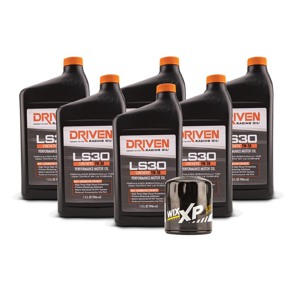 Motor Oil - LS30 - 5W30 - Synthetic - Oil Filter Included - Six 1 qt Bottles - GM LS-Series 1997-2006 - Kit
