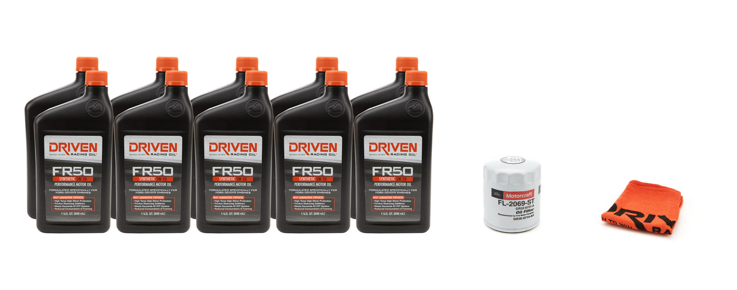 Motor Oil - FR50 - 5W50 - Synthetic - Oil Filter Included - Ten 1 qt Bottles - Ford Modular 2015 - Kit