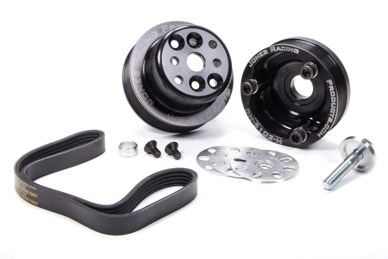 Pulley Kit - 6-Rib Serpentine - Aluminum - Black Anodized - Small Block Chevy - Kit