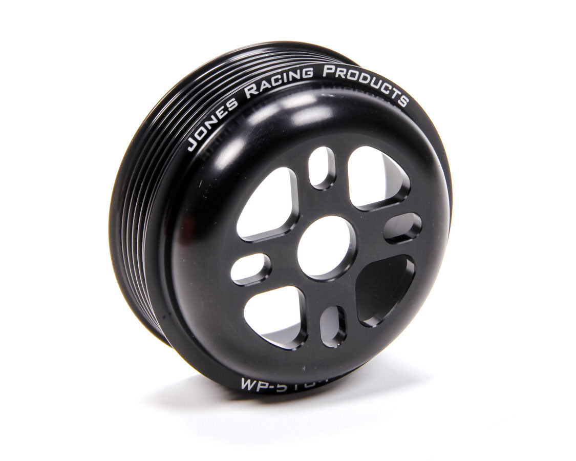 Water Pump Pulley - Serpentine - 6-Rib - 4 in Diameter - 5/8 in or 3/4 in Shaft - 4-Bolt Pattern - Aluminum - Black Anodized - Universal - Each