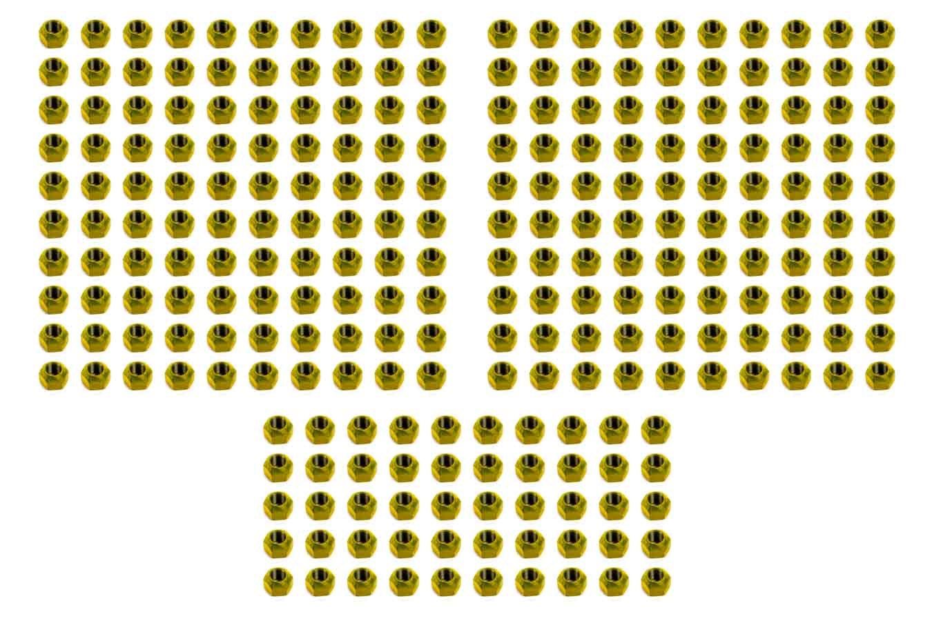 Lug Nut - 5/8-18 in Right Hand Thread - 1 in Hex Head - 45 Degree - Open End - Steel - Yellow PTFE Coat - Set of 250