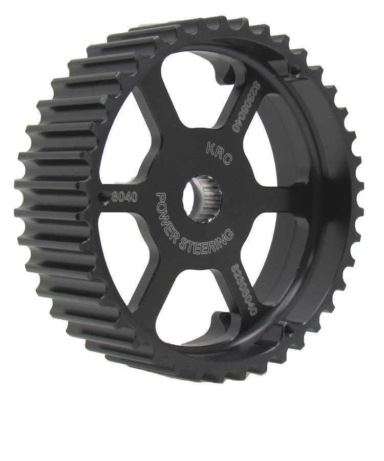 Power Steering Pump Pulley - HTD - 40 Tooth - 30 mm Wide - 17 Spline - Aluminum - Black Anodized - KRC Pumps - Each