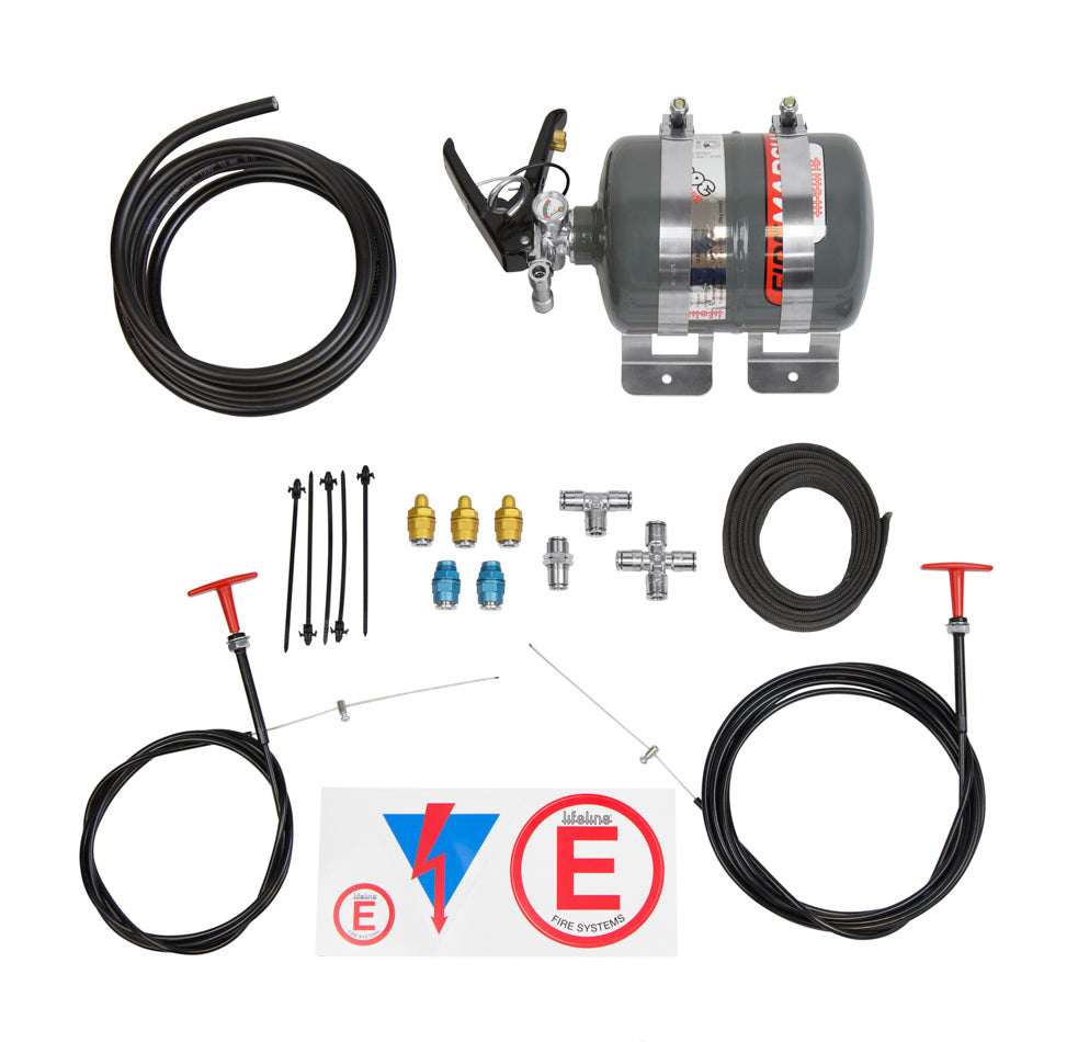 Fire Suppression System - Zero 360 - Novec 1230 - 4 L Bottle - Fittings / Hose / Mount / Pull Cable - Kit