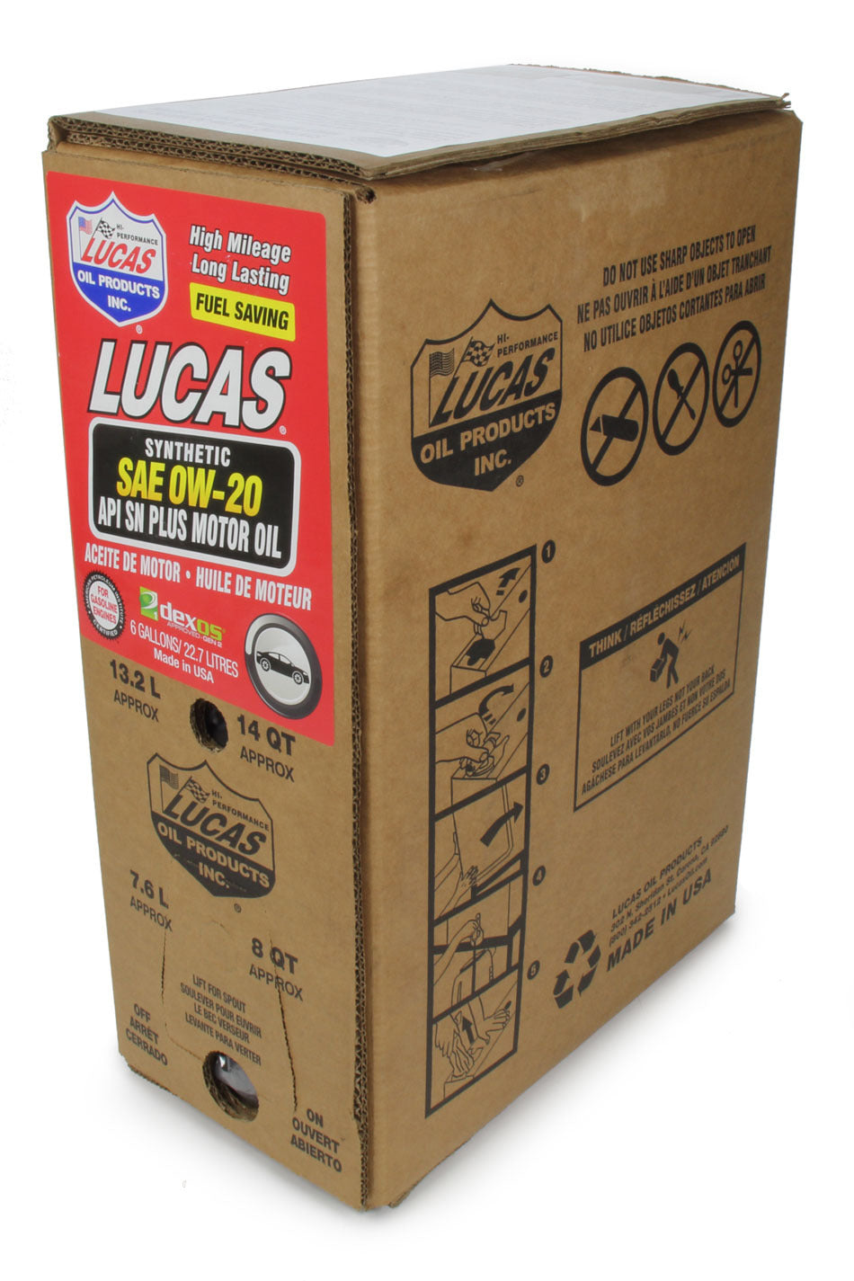 Motor Oil - Fuel Saving - 0W20 - Synthetic - 6 gal Box - Each