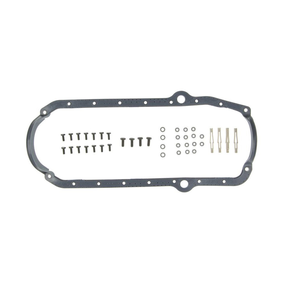 Oil Pan Gasket - 1-Piece - Plastic Core Rubber - Thick Front Seal - Small Block Chevy - Kit