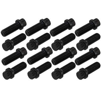 Header Bolt - 3/8-16 in Thread - 1 in Long - 12 Point Head - Steel - Black Oxide - Set of 16