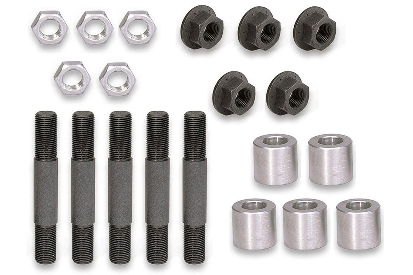 Wheel Stud - 5/8-18 in Thread - 4.406 in Long - Screw-In - 11/16 in Center Shank - Steel - Lug Nuts / Spacers Included - Kit