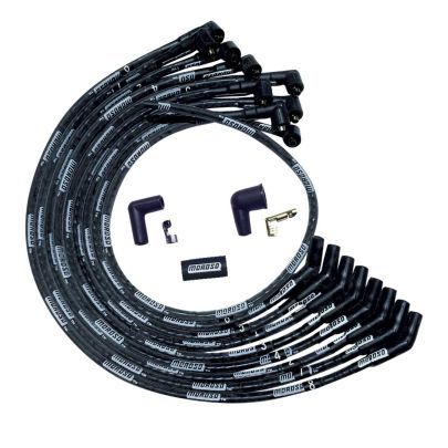 Spark Plug Wire Set - Ultra - Spiral Core - 8 mm - Sleeved - Black - 135 Degree Plug Boots - Socket Style - Small Block Ford - Kit