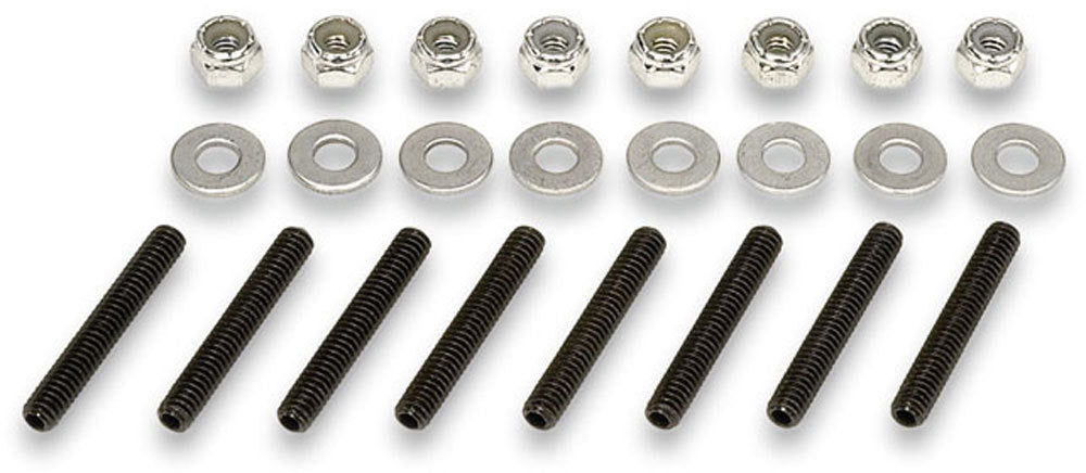 Valve Cover Fastener - Stud - 1/4-20 in Thread - 1.750 in Long - Hex Nuts - Steel - Chrome - Set of 8