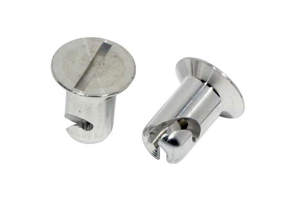 Quick Turn Fastener - Flush Head - Slotted - 5/16 x 0.400 in Body - Aluminum - Natural - Set of 10