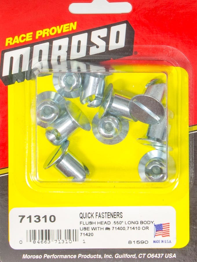 Quick Turn Fastener - Flush Head - Slotted - 0.550 in Body - Steel - Zinc Plated - Set of 10