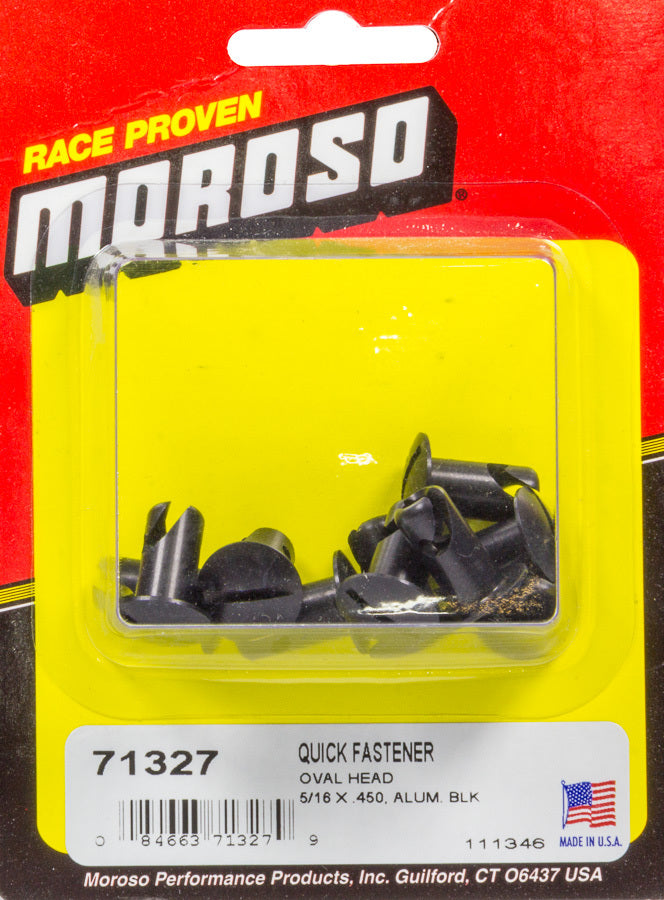 Quick Turn Fastener - Oval Head - Slotted - 5/16 x 0.450 in Body - Aluminum - Black Anodized - Set of 10
