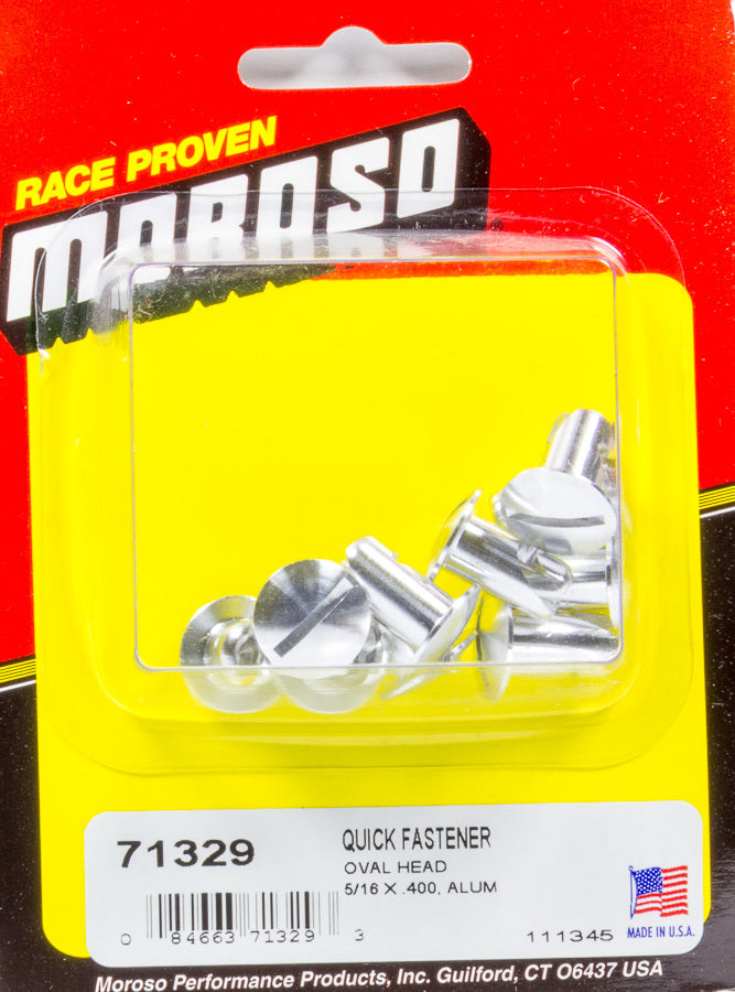 Quick Turn Fastener - Oval Head - Slotted - 5/16 x 0.400 in Body - Aluminum - Natural - Set of 10