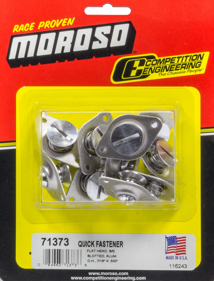 Quick Turn Fastener - Self Ejecting - Flush Head - Slotted - 7/16 x 0.500 in Body - Aluminum - Natural - Set of 10