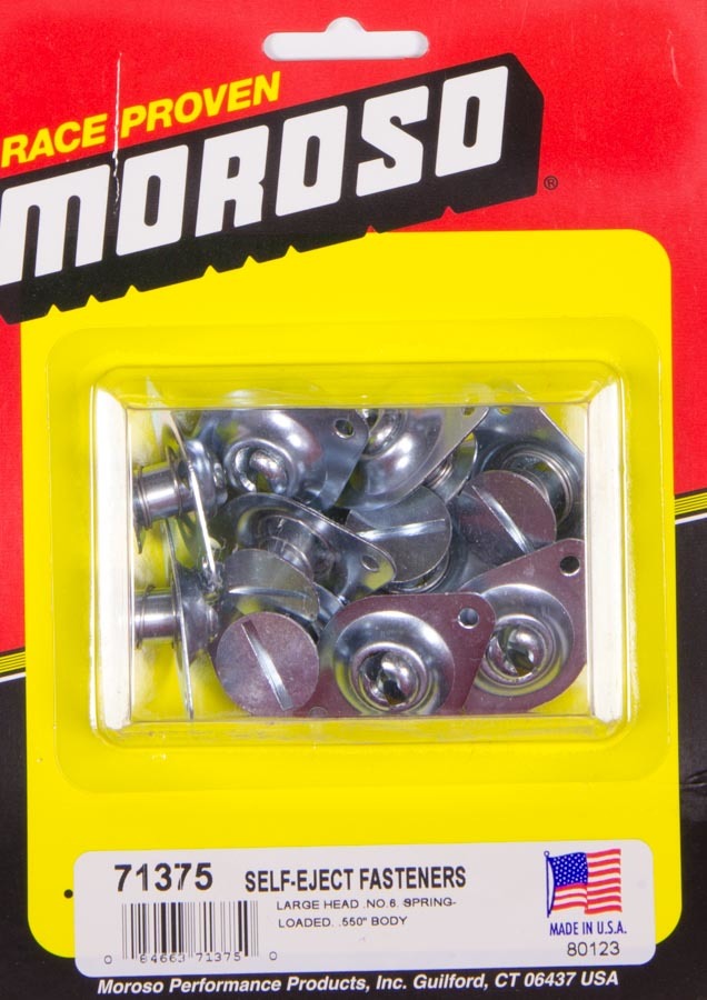 Quick Turn Fastener - Self Ejecting - Large Head - Flush Head - Slotted - 7/16 x 0.550 in Body - Steel - Zinc Plated - Set of 10