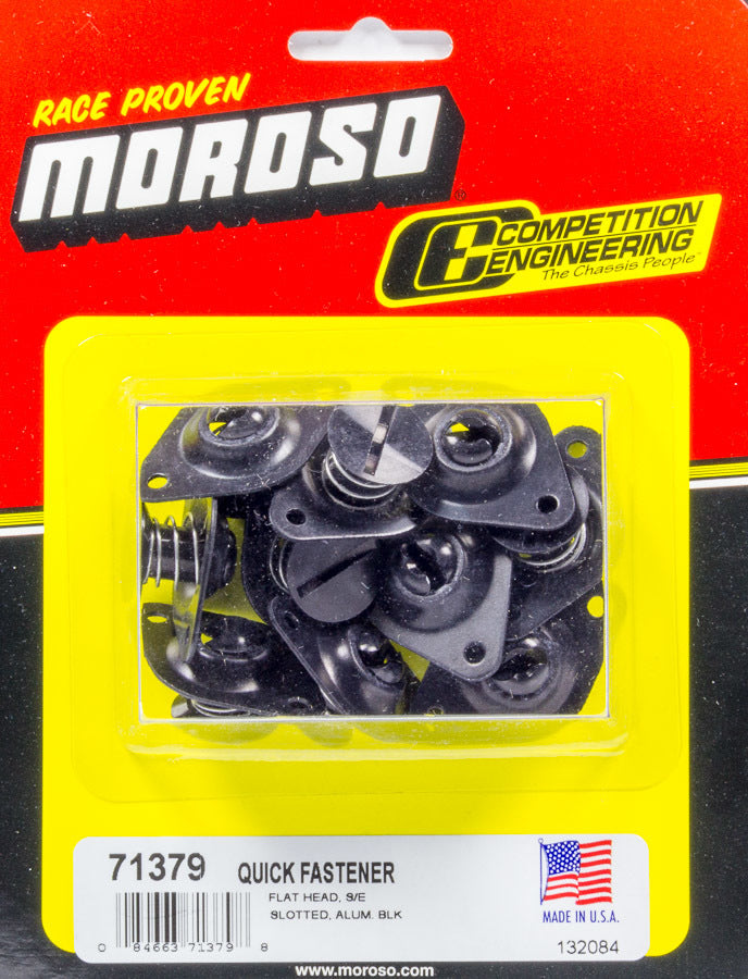 Quick Turn Fastener - Self Ejecting - Flush Head - Slotted - 7/16 x 0.550 in Body - Aluminum - Black Anodized - Set of 10