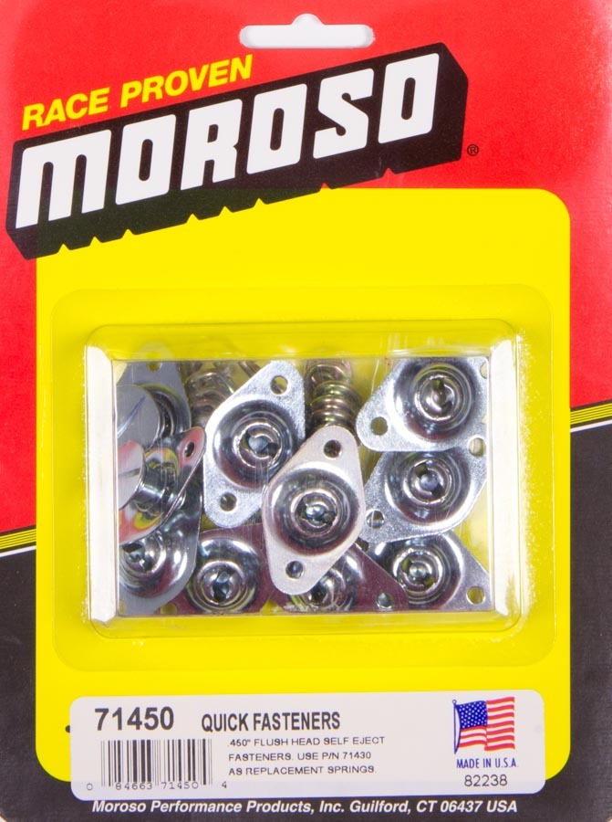 Quick Turn Fastener - Self Ejecting - Flush Head - Slotted - 5/16 x 0.450 in Body - Steel - Zinc Plated - Set of 10