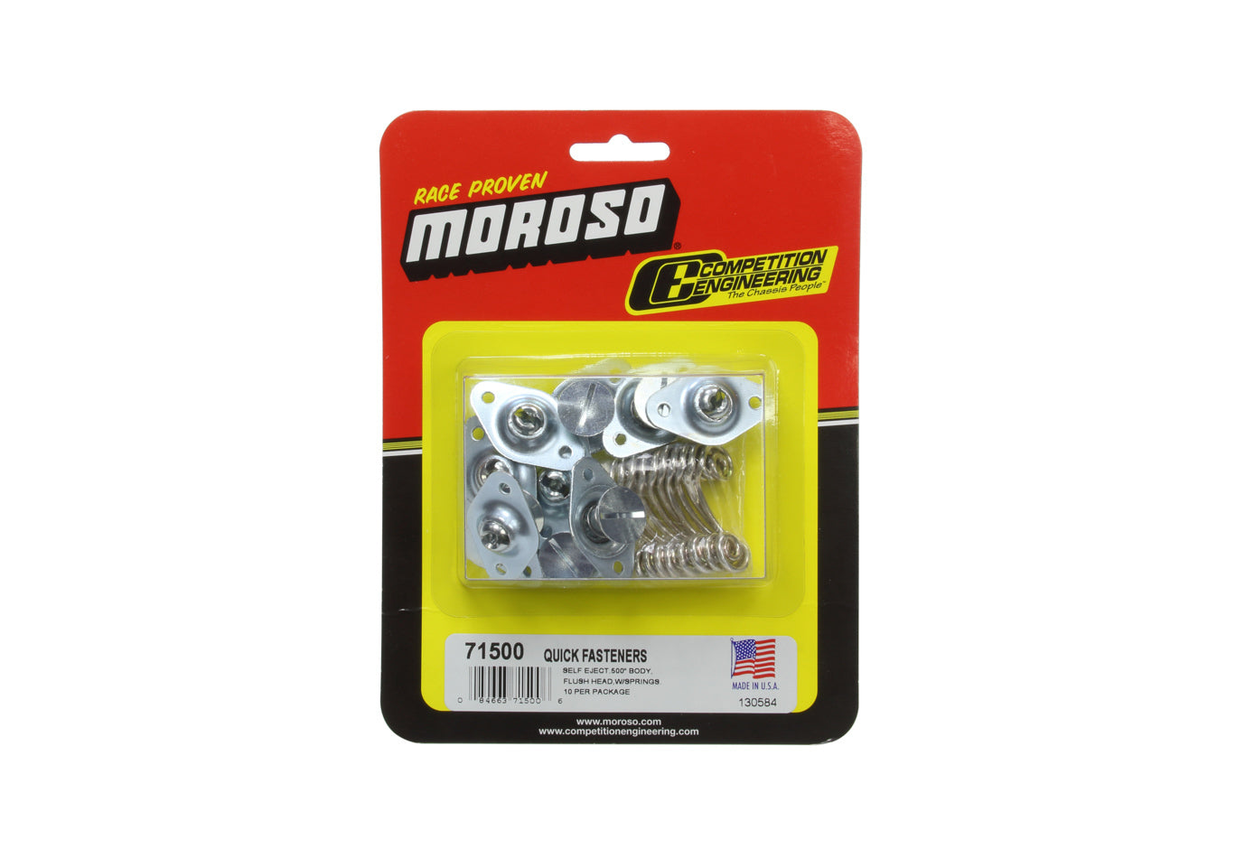 Quick Turn Fastener - Self Ejecting - Flush Head - Slotted - 5/16 x 0.500 in Body - Steel - Zinc Plated - Set of 10