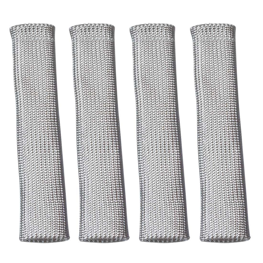Spark Plug Boot Sleeve - 0.75 in ID - 7.5 in Long - High Temperature - Braided Fiberglass - Silver - Set of 4