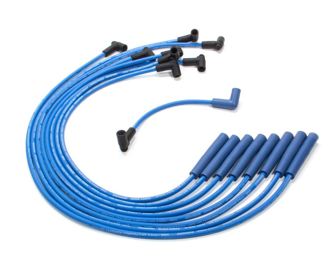 Spark Plug Wire Set - Blue Max - Spiral Core - 8 mm - Blue - Straight Plug Boots - HEI Style Terminal - Chevy V8 - Kit