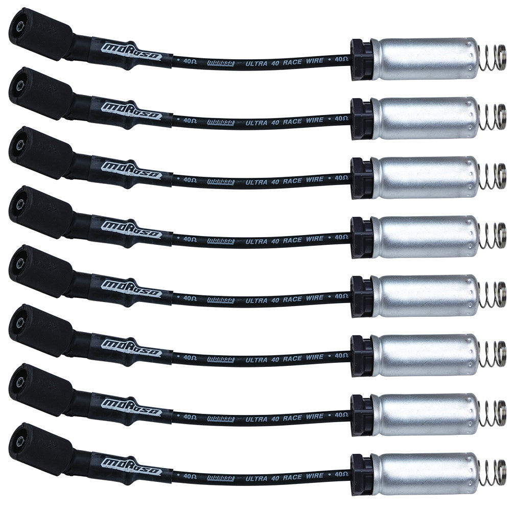 Spark Plug Wire Set - Ultra 40 - Spiral Core - 7 mm - Black - Factory Style Boots / Terminals - GM LS-Series - Kit